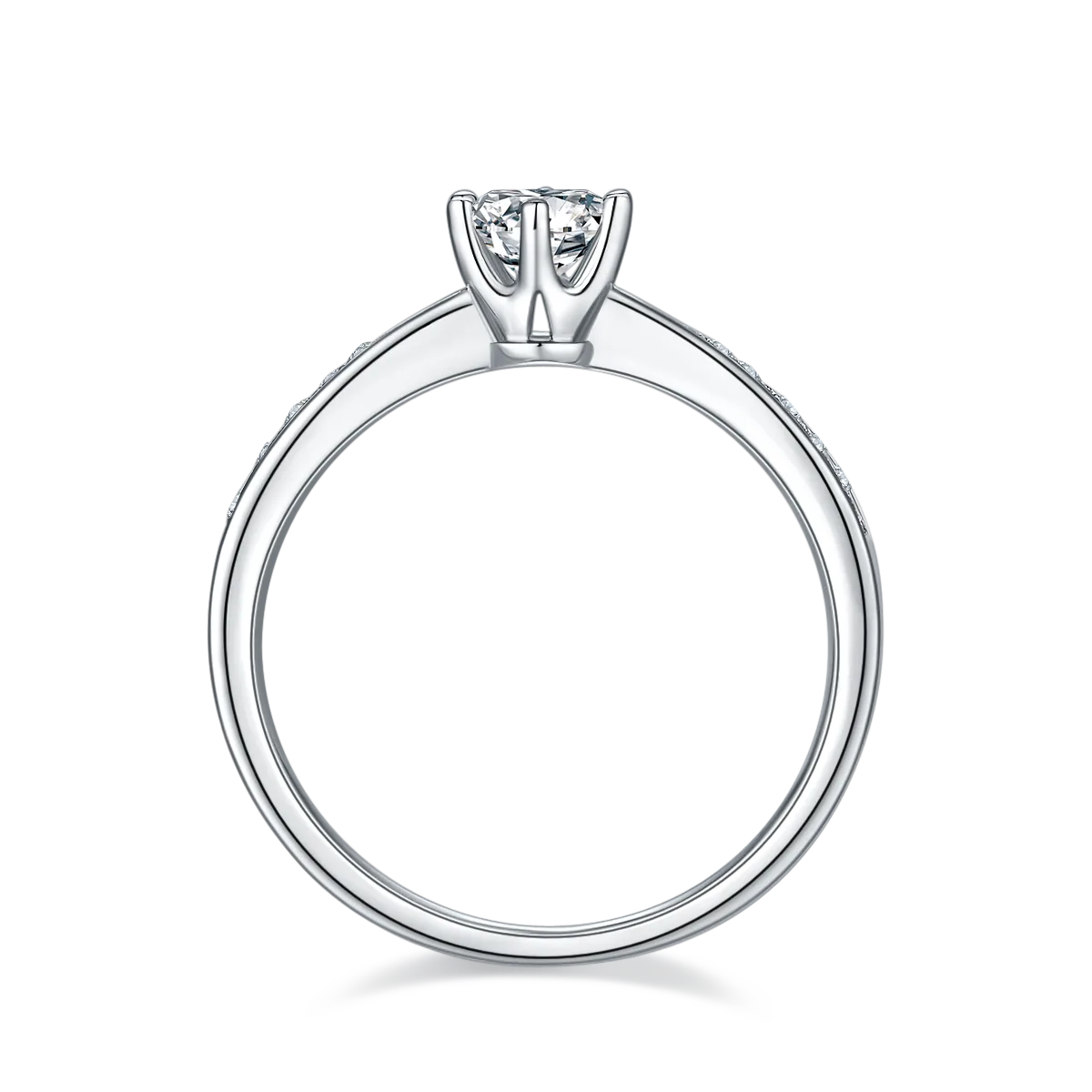 Micro-Pavé Spirit S925 White-Gold-Plated Silver Moissanite Engagement Ring Women's Ring 0.5ct D