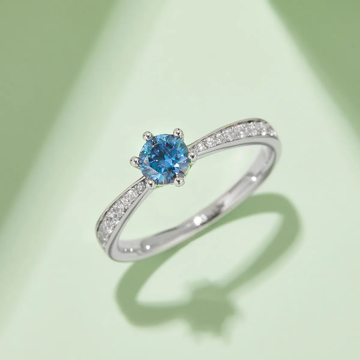 Micro-Pavé Spirit S925 White-Gold-Plated Silver Moissanite Engagement Ring Women's Ring 0.5ct D