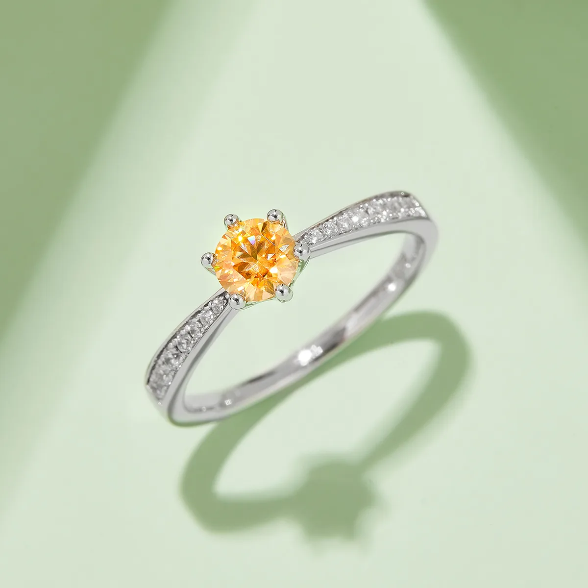 Micro-Pavé Spirit S925 White-Gold-Plated Silver Moissanite Engagement Ring Women's Ring 0.5ct D