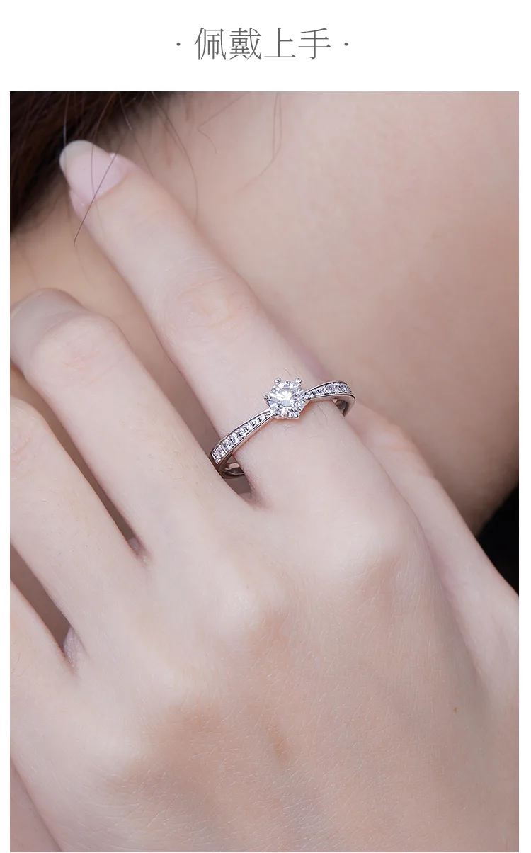Micro-Pavé Spirit S925 White-Gold-Plated Silver Moissanite Engagement Ring Women