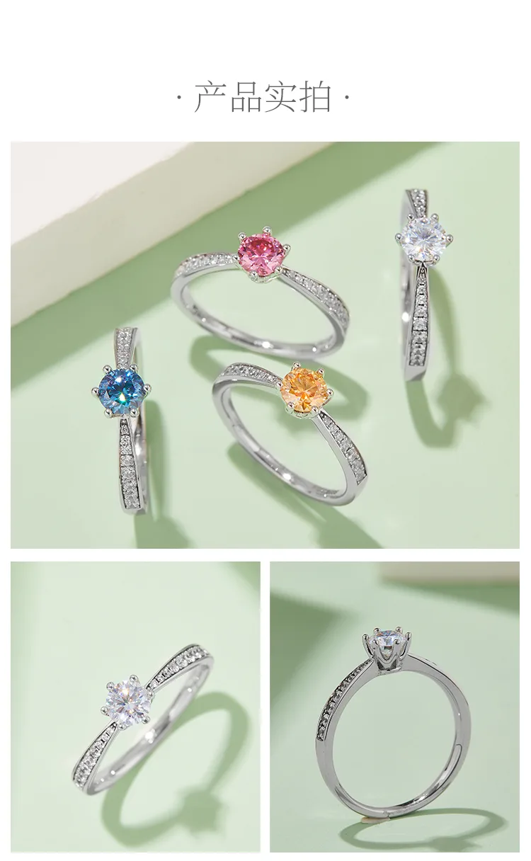 Micro-Pavé Spirit S925 White-Gold-Plated Silver Moissanite Engagement Ring Women