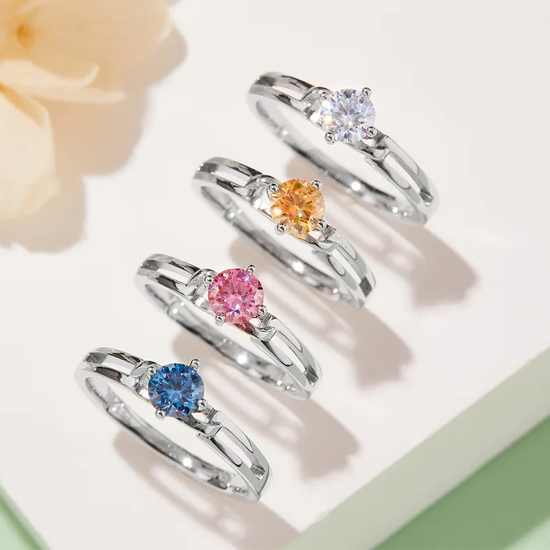 Twisted-Band Bow S925 White-Gold-Plated Silver Moissanite Proposal Ring Women's Ring 0.5ct D