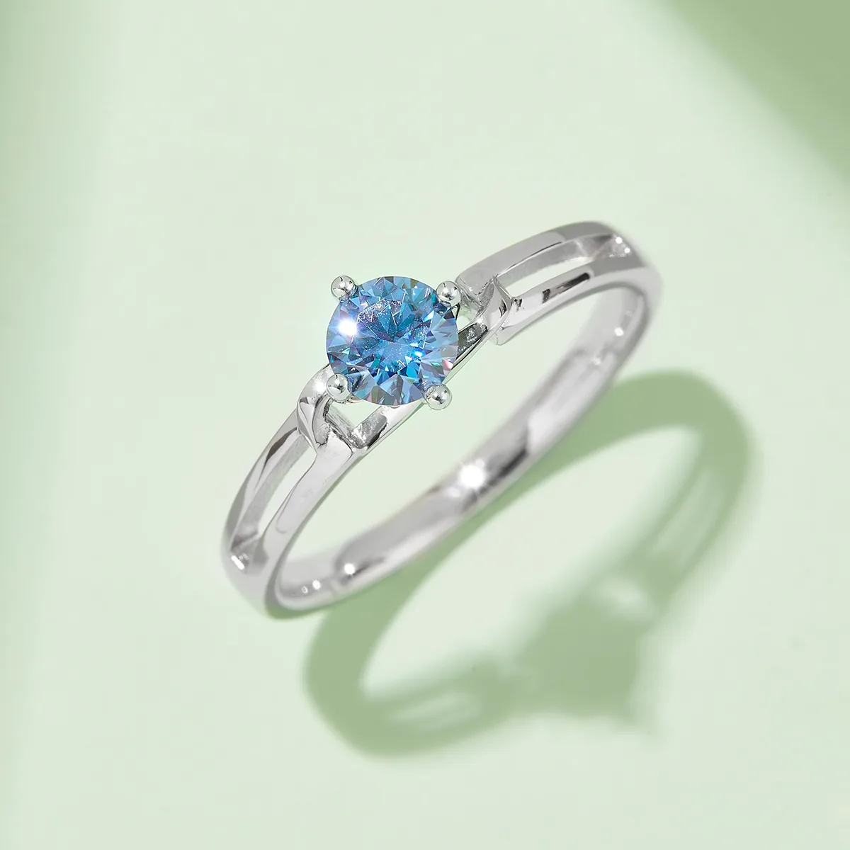 Twisted-Band Bow S925 White-Gold-Plated Silver Moissanite Proposal Ring Women's Ring 0.5ct D