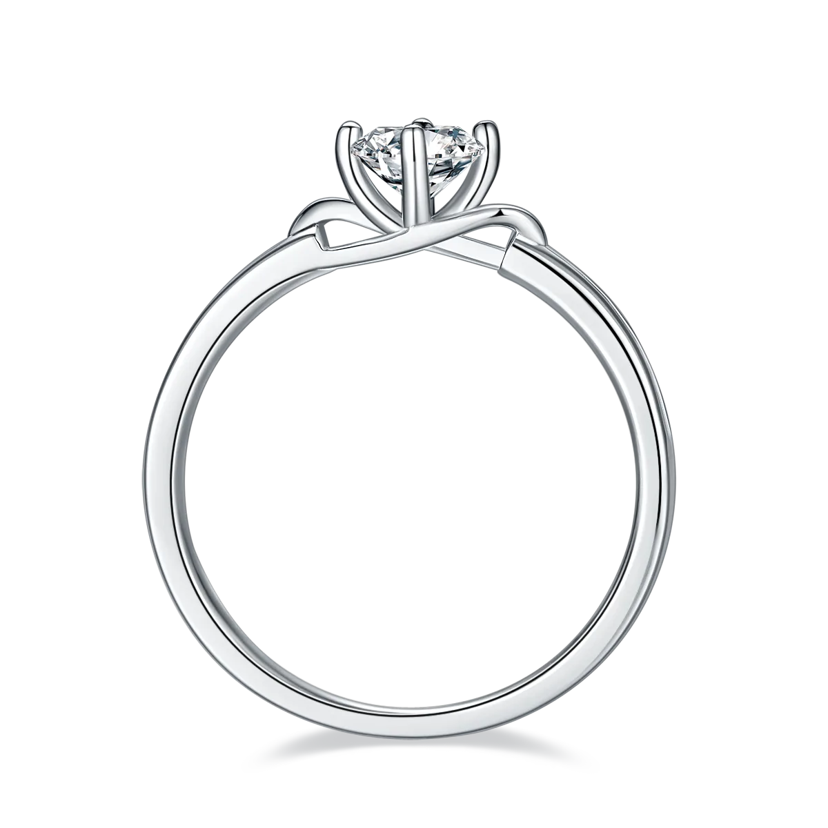 Twisted-Band Bow S925 White-Gold-Plated Silver Moissanite Proposal Ring Women's Ring 0.5ct D