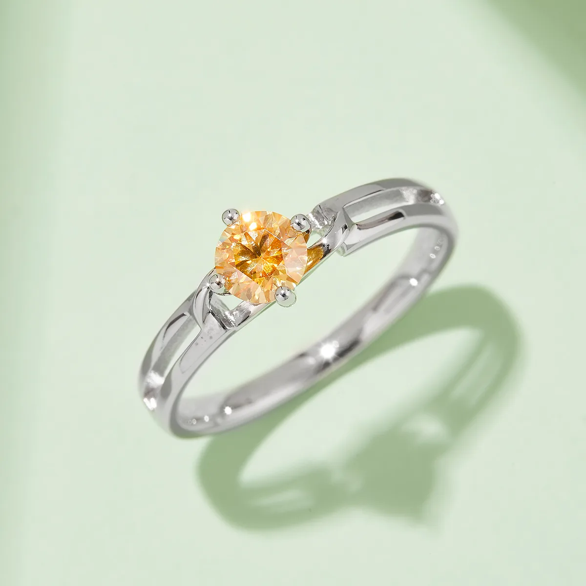 Twisted-Band Bow S925 White-Gold-Plated Silver Moissanite Proposal Ring Women's Ring 0.5ct D