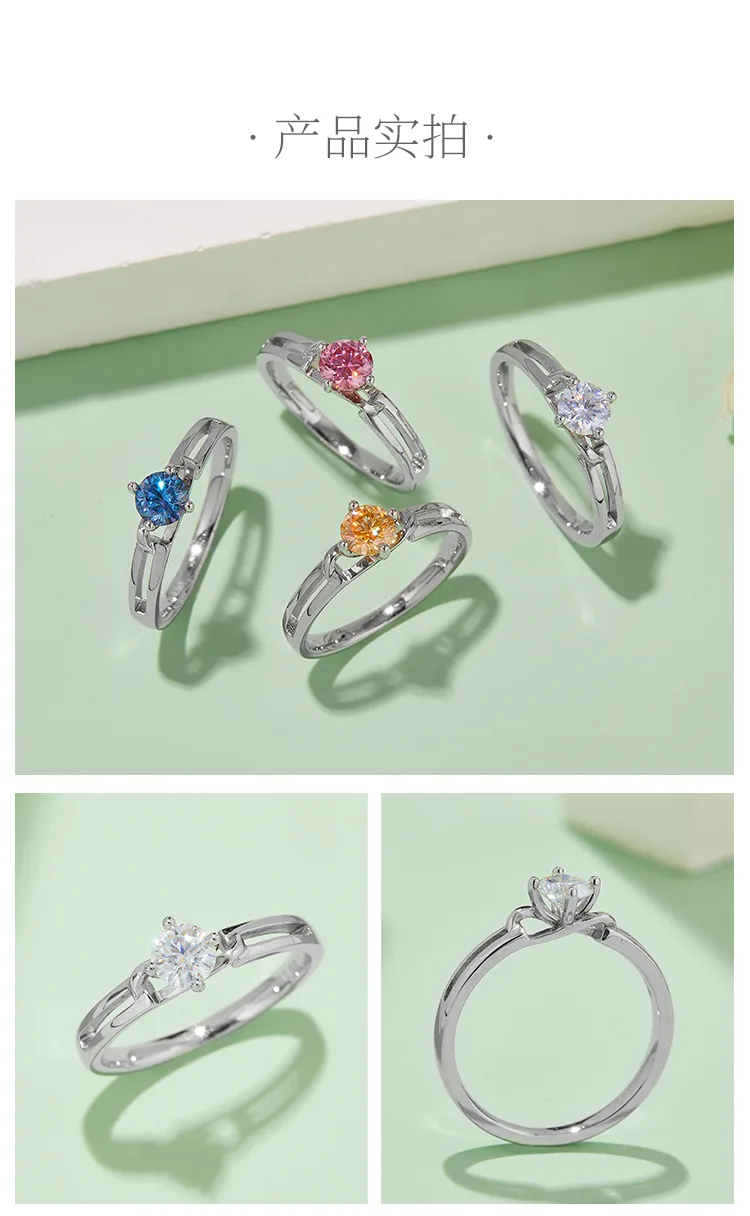 Twisted-Band Bow S925 White-Gold-Plated Silver Moissanite Proposal Ring Women