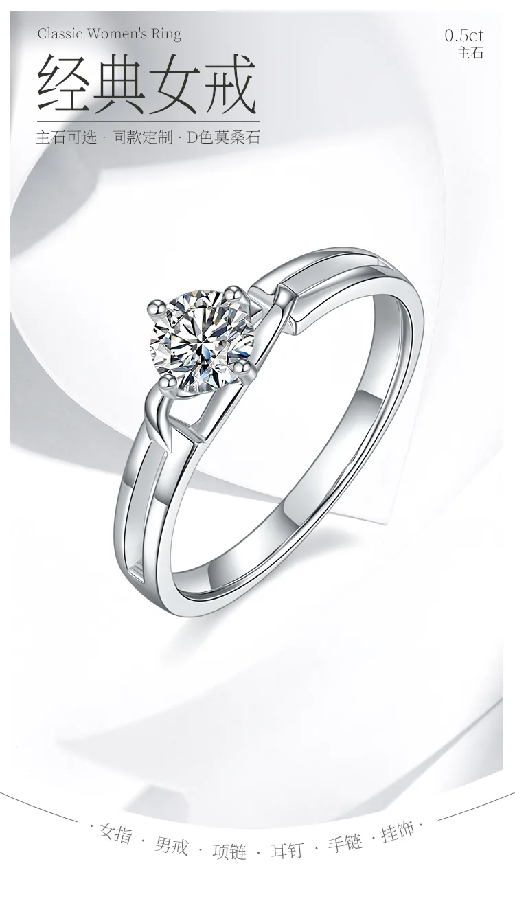 Twisted-Band Bow S925 White-Gold-Plated Silver Moissanite Proposal Ring Women