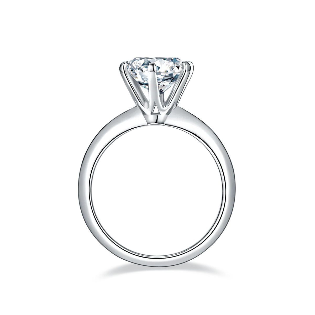 Plain Band T Six-Prong S925 White-Gold-Plated Silver Moissanite Proposal Ring Women's Ring 3.0ct D