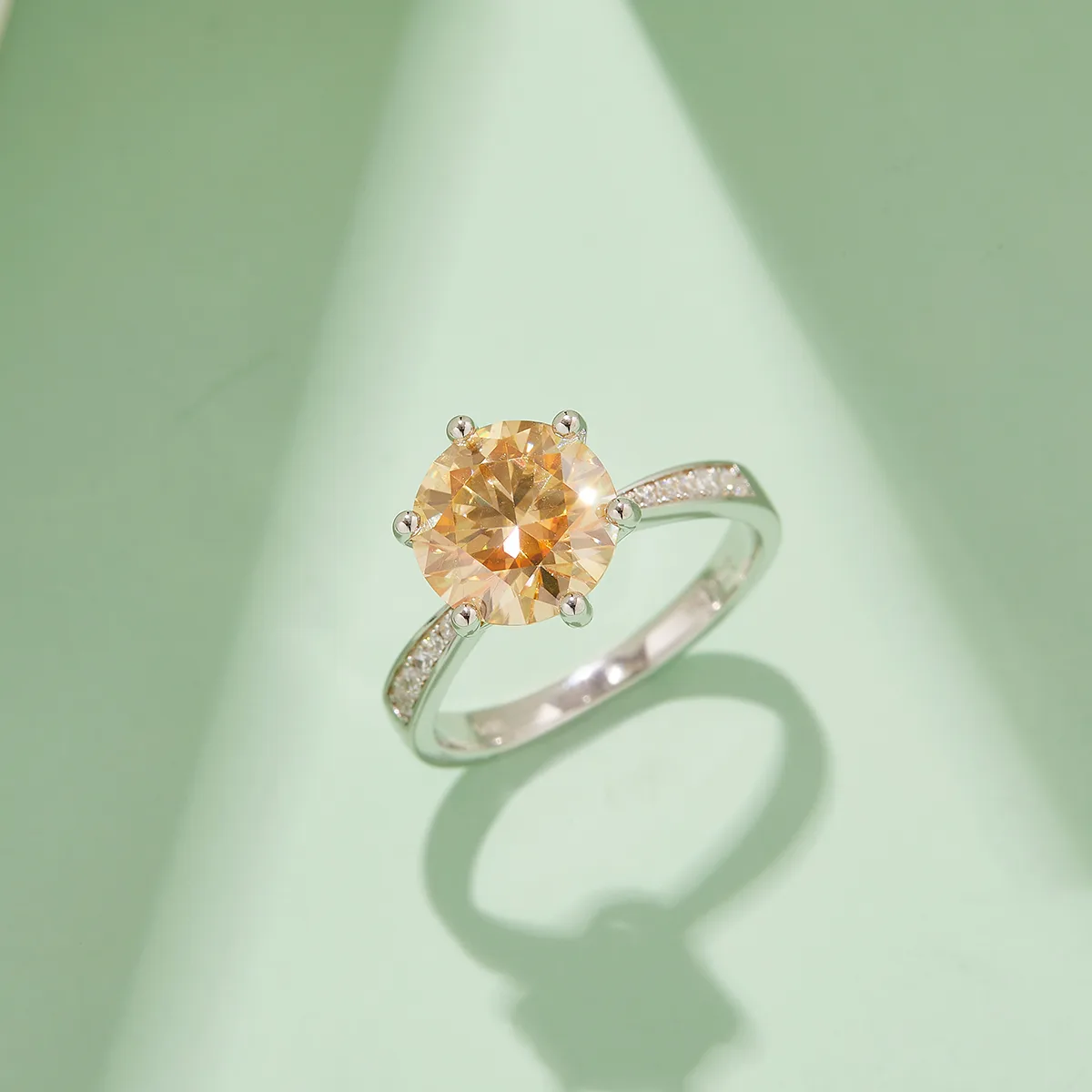 Micro-Pavé Spirit S925 White-Gold-Plated Silver Moissanite Engagement Ring Women's Ring 3.0ct D