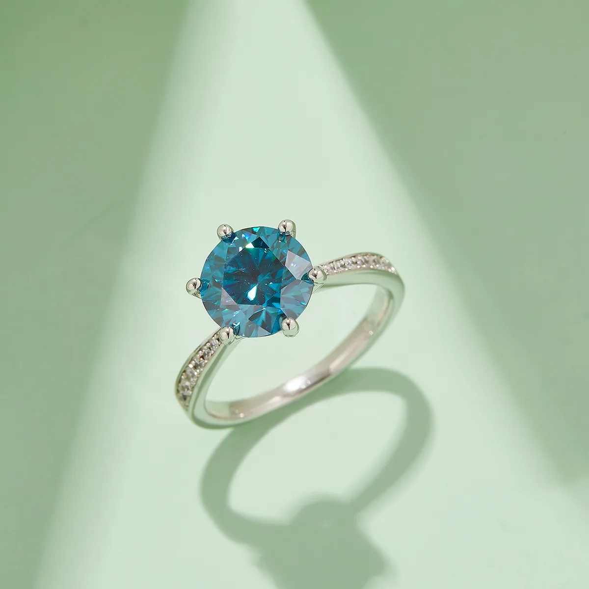 Micro-Pavé Spirit S925 White-Gold-Plated Silver Moissanite Engagement Ring Women's Ring 3.0ct D