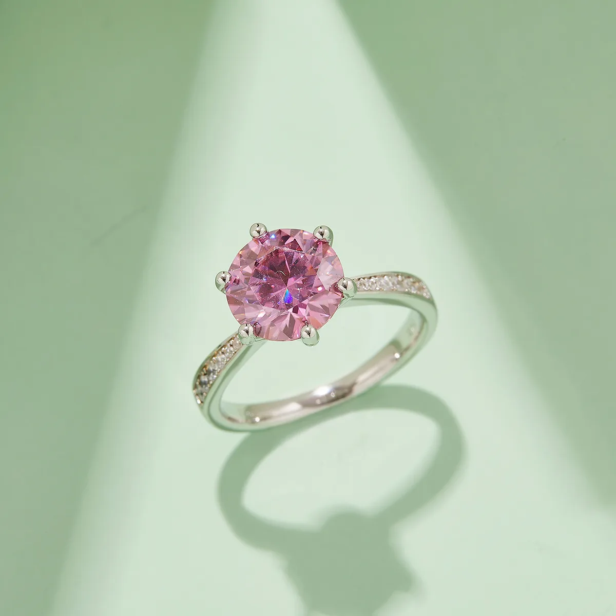 Micro-Pavé Spirit S925 White-Gold-Plated Silver Moissanite Engagement Ring Women's Ring 3.0ct D