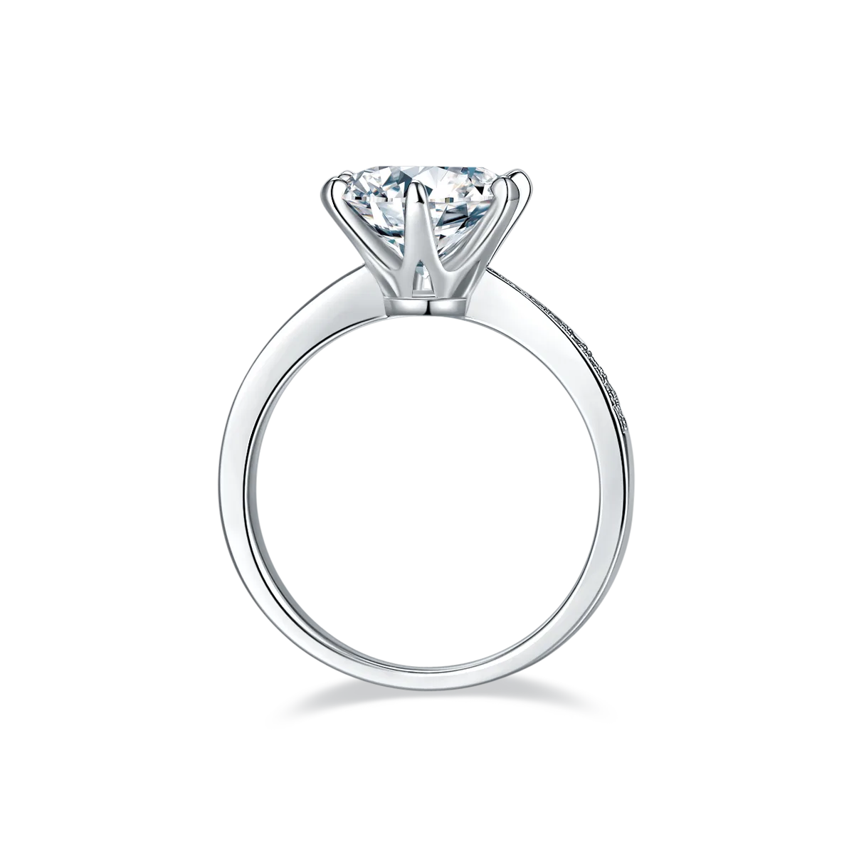 Micro-Pavé Spirit S925 White-Gold-Plated Silver Moissanite Engagement Ring Women's Ring 3.0ct D