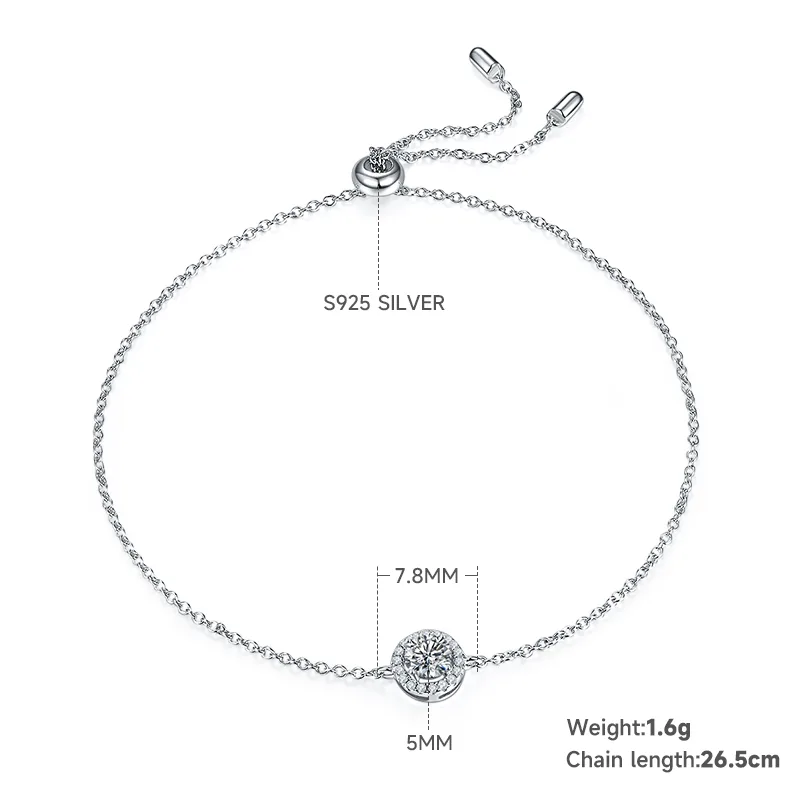 Deluxe Round Bezel S925 White-Gold-Plated Silver Moissanite Pendant Stud Earrings Jewelry Set