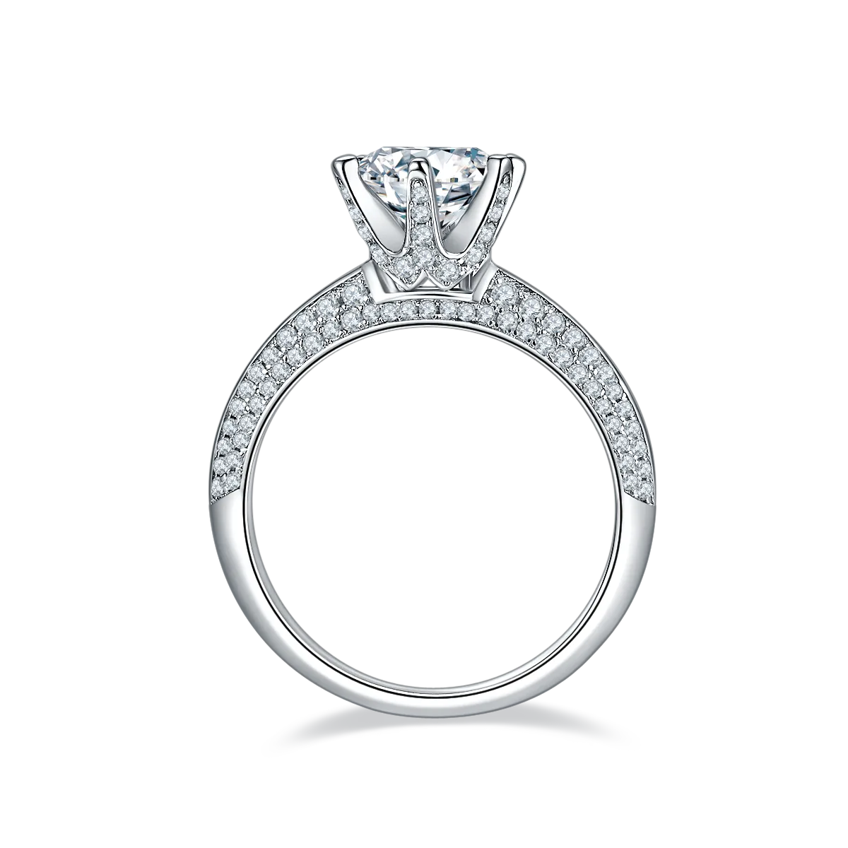 Half-Band S925 White-Gold-Plated Silver Moissanite Wedding Band Women's Ring 1.5ct D