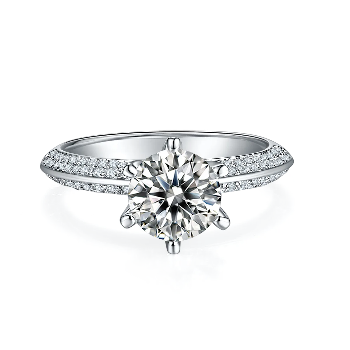 Half-Band S925 White-Gold-Plated Silver Moissanite Wedding Band Women's Ring 1.5ct D