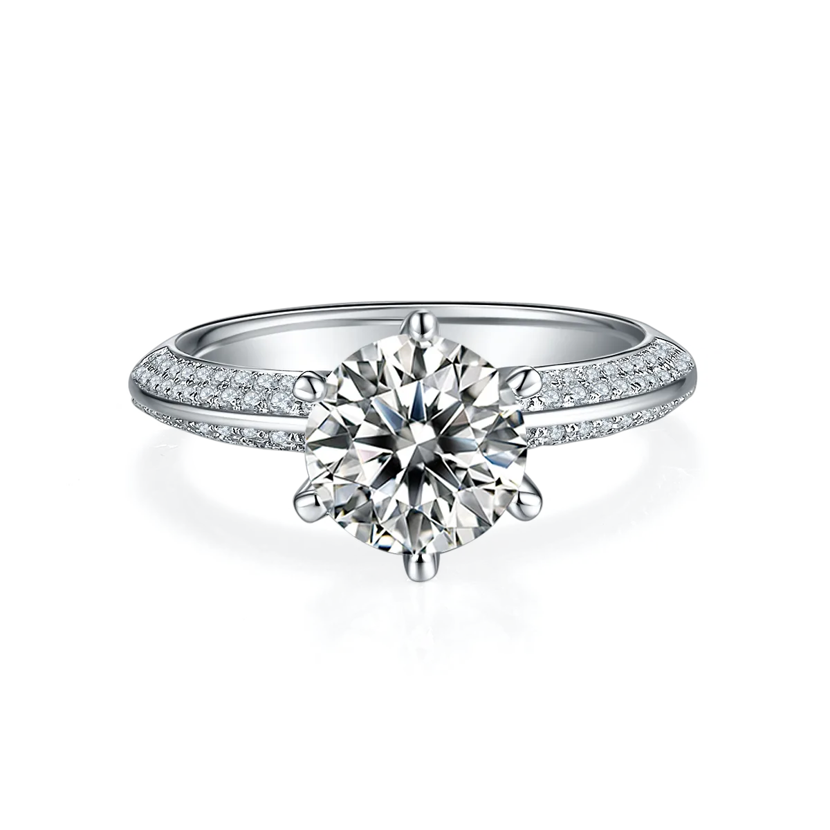 Half-Band S925 White-Gold-Plated Silver Moissanite Proposal Ring Women