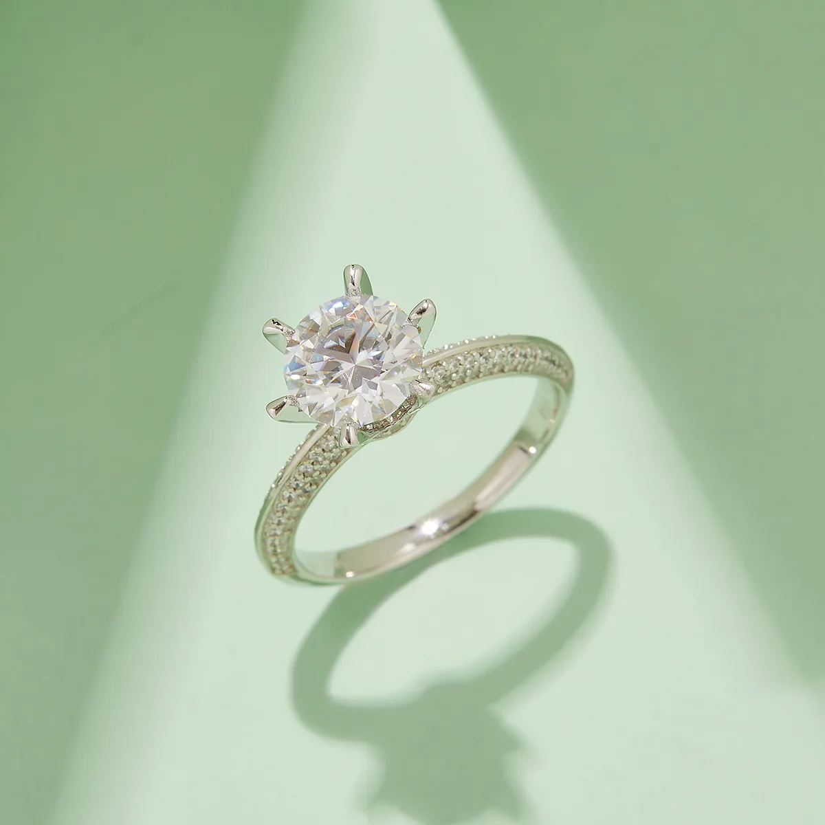 Half-Band S925 White-Gold-Plated Silver Moissanite Proposal Ring Women
