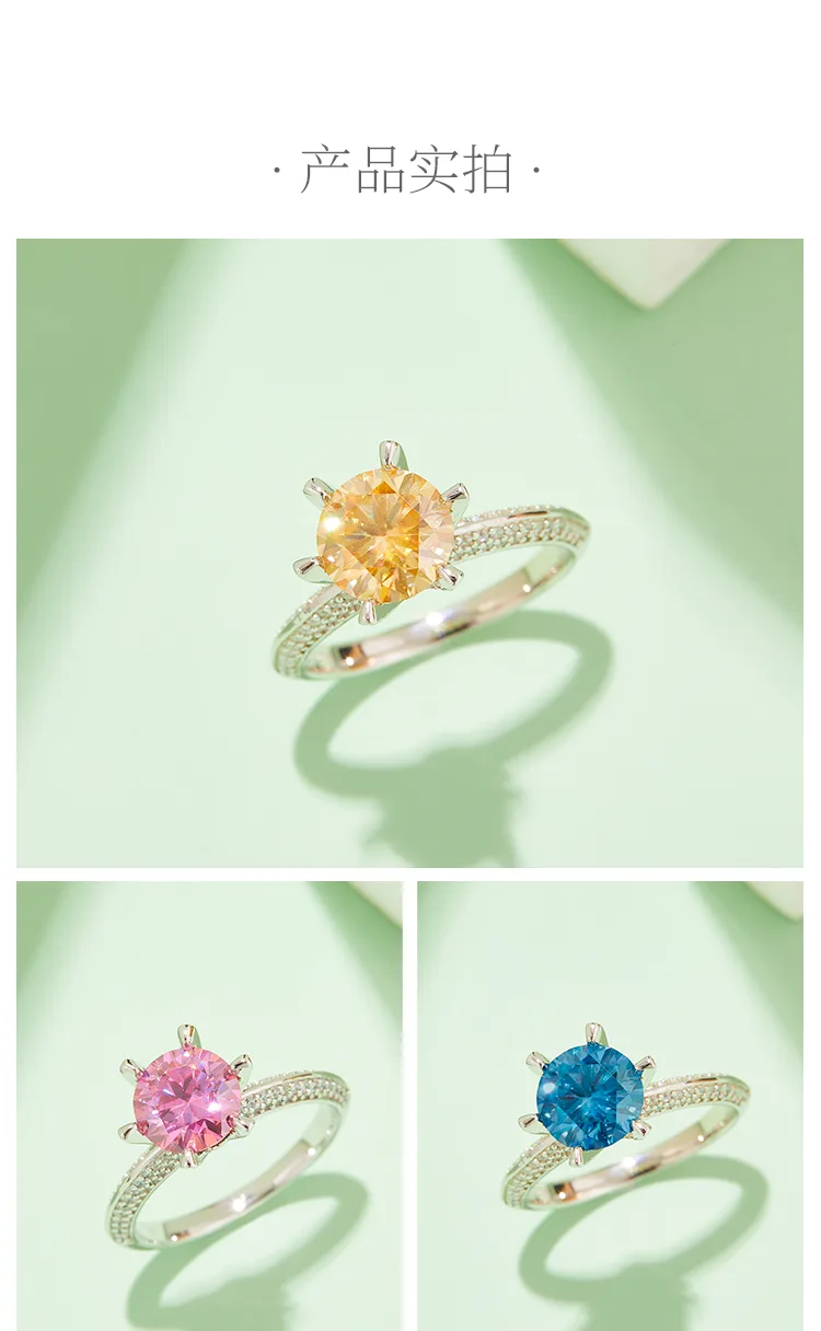 Half-Band S925 White-Gold-Plated Silver Moissanite Proposal Ring Women