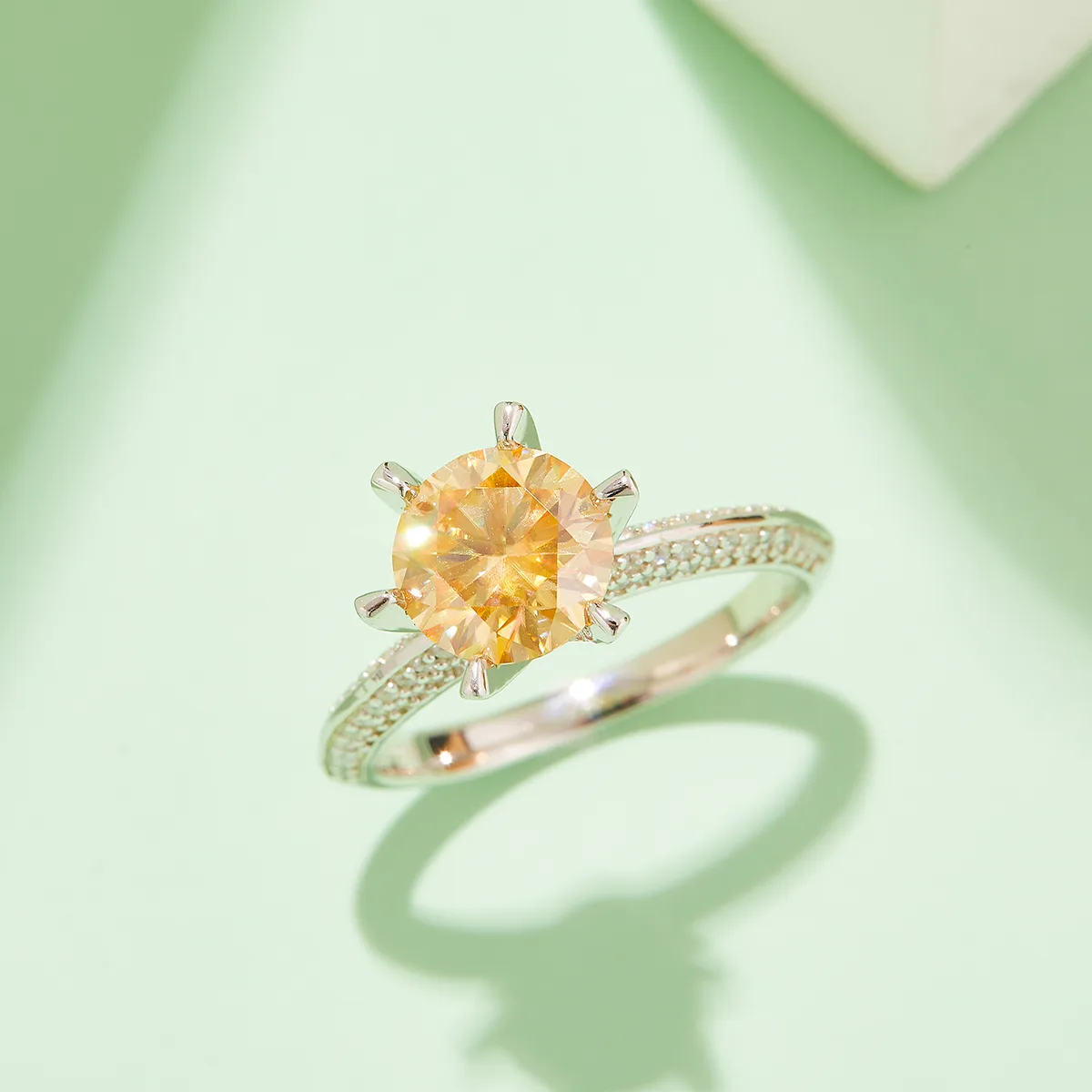 Half-Band S925 White-Gold-Plated Silver Moissanite Proposal Ring Women