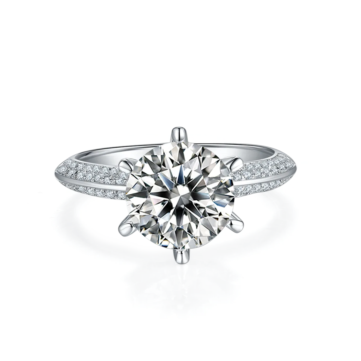 Half-Band S925 White-Gold-Plated Silver Moissanite Engagement Ring Women's Ring 3.0ct D