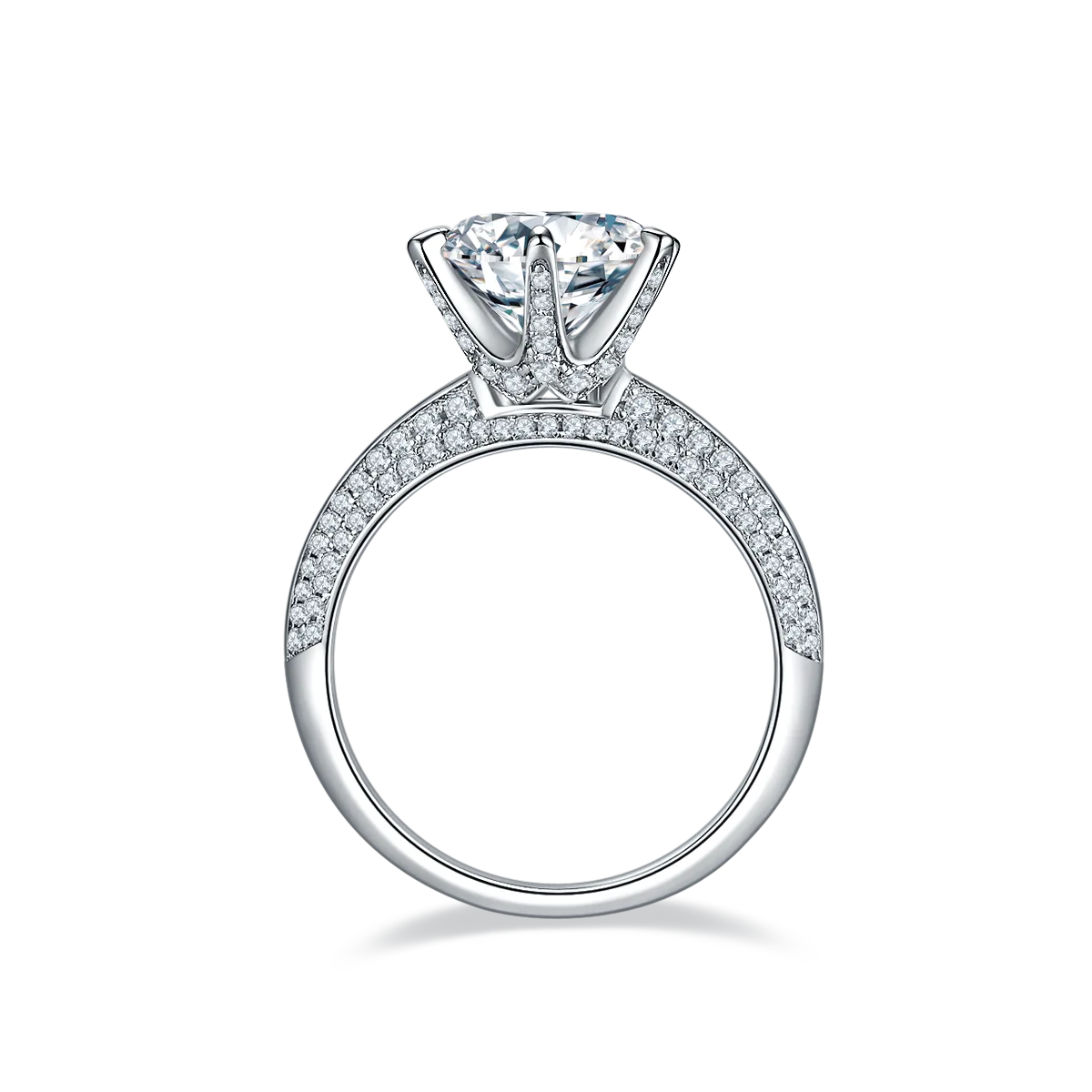 Half-Band S925 White-Gold-Plated Silver Moissanite Engagement Ring Women's Ring 3.0ct D