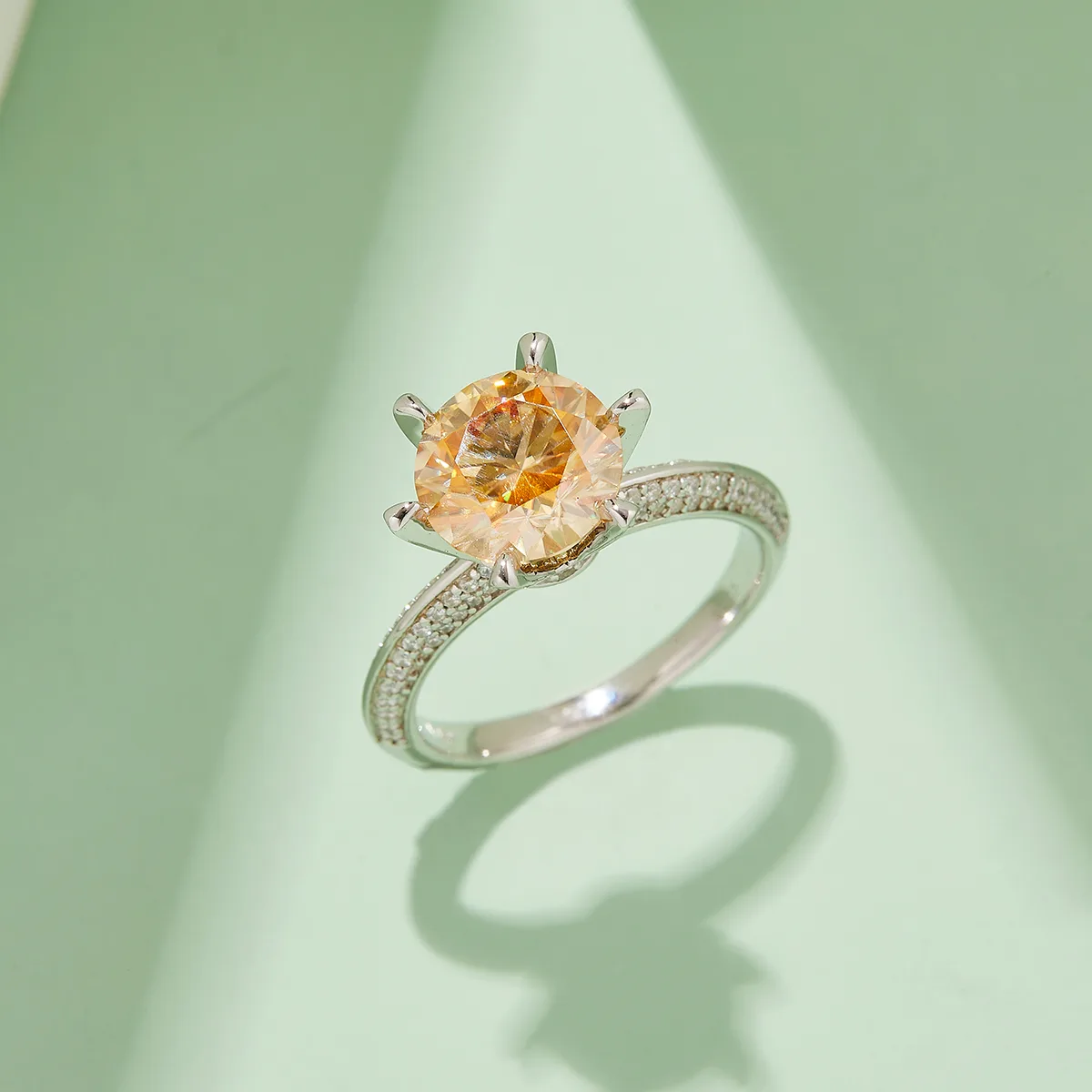 Half-Band S925 White-Gold-Plated Silver Moissanite Engagement Ring Women's Ring 3.0ct D