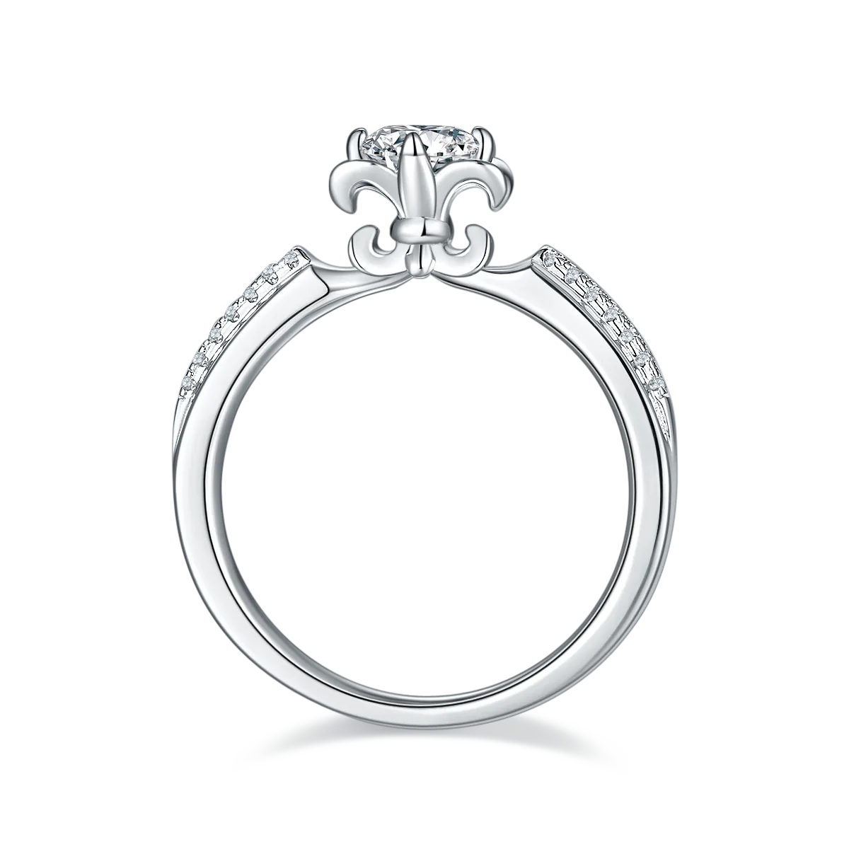 Micro-Pavé S925 White-Gold-Plated Silver Moissanite Proposal Ring Women's Ring 0.5ct D - M23C