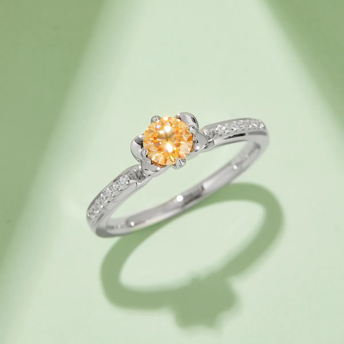 Micro-Pavé S925 White-Gold-Plated Silver Moissanite Proposal Ring Women's Ring 0.5ct D - M23C