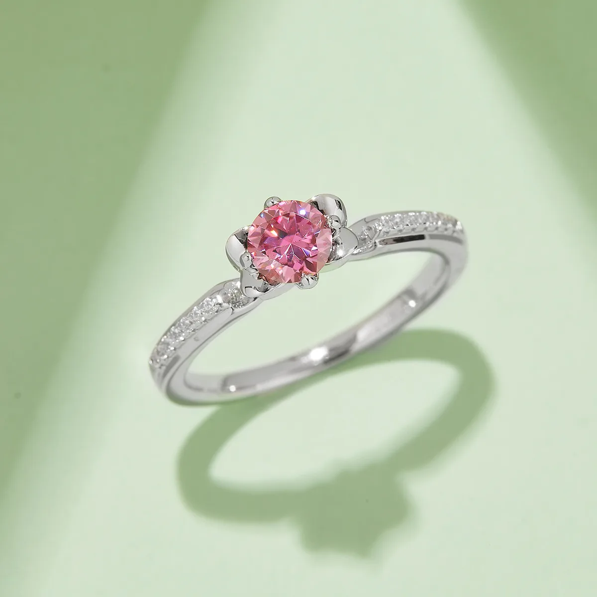 Micro-Pavé S925 White-Gold-Plated Silver Moissanite Proposal Ring Women's Ring 0.5ct D - M23C