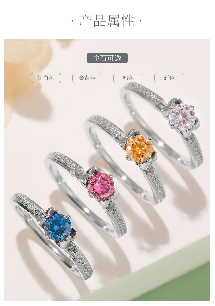 Micro-Pavé S925 White-Gold-Plated Silver Moissanite Proposal Ring Women