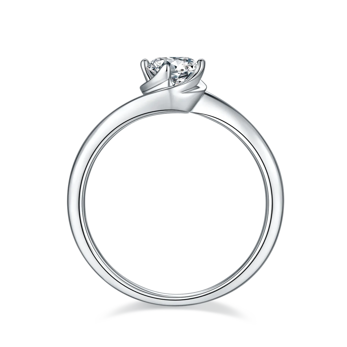 Twisted-Band Flower S925 White-Gold-Plated Silver Moissanite Engagement Ring Women's Ring 0.5ct D
