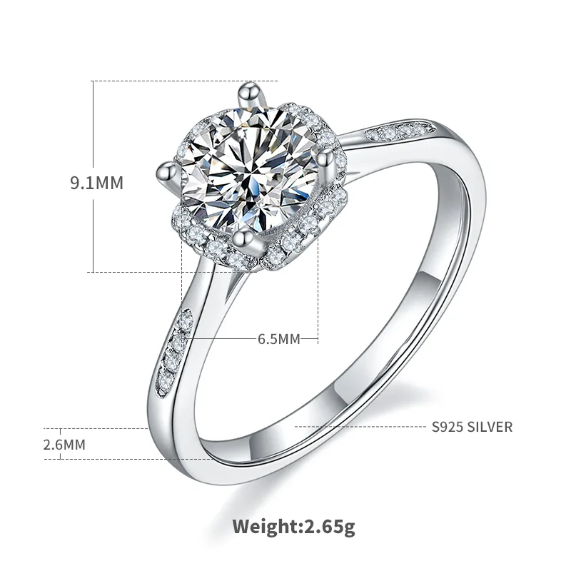Micro-Pavé Graceful Years S925 White-Gold-Plated Silver Moissanite Wedding Band Women's Ring 1ct D