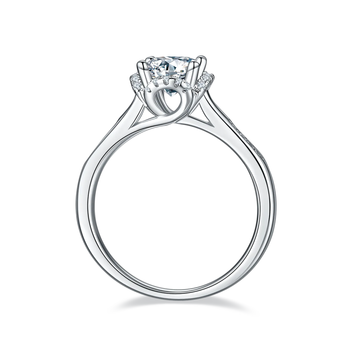 Micro-Pavé Graceful Years S925 White-Gold-Plated Silver Moissanite Wedding Band Women's Ring 1ct D