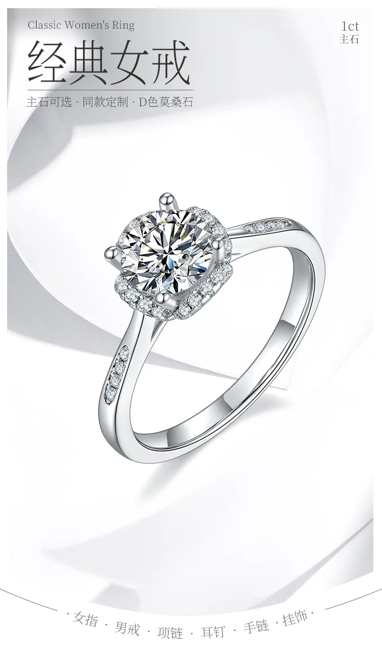 Micro-Pavé Graceful Years S925 White-Gold-Plated Silver Moissanite Wedding Band 