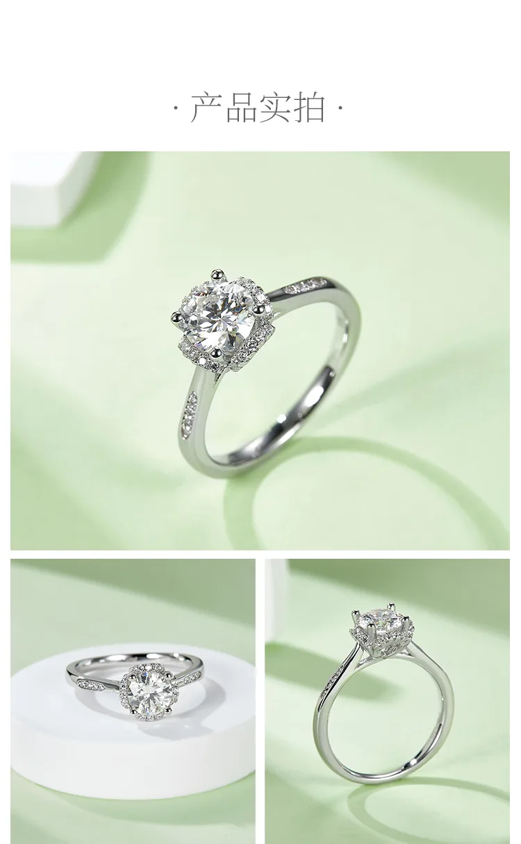 Micro-Pavé Graceful Years S925 White-Gold-Plated Silver Moissanite Wedding Band 