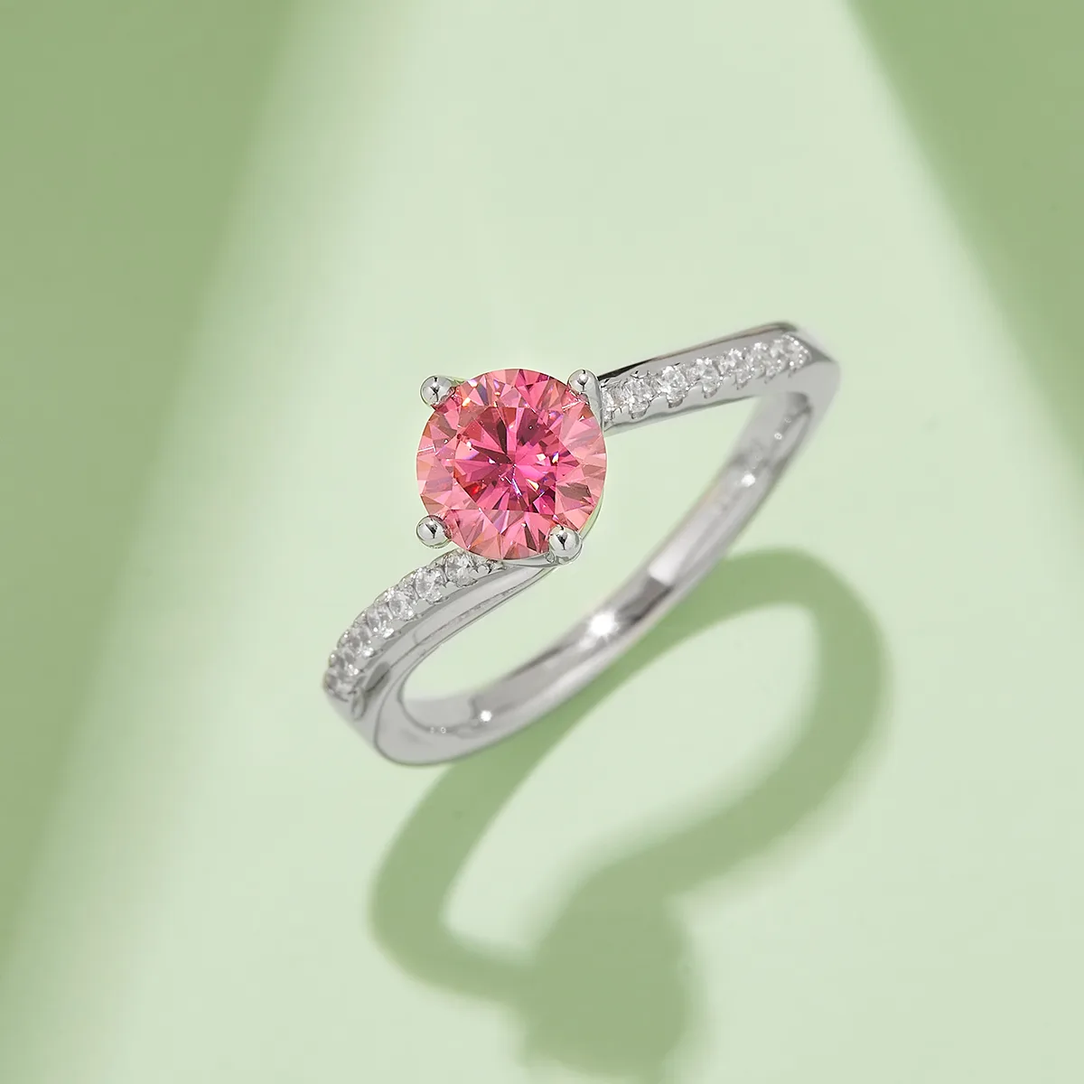 Happiness S925 White-Gold-Plated Silver Moissanite Proposal Ring Women's Ring 1ct D