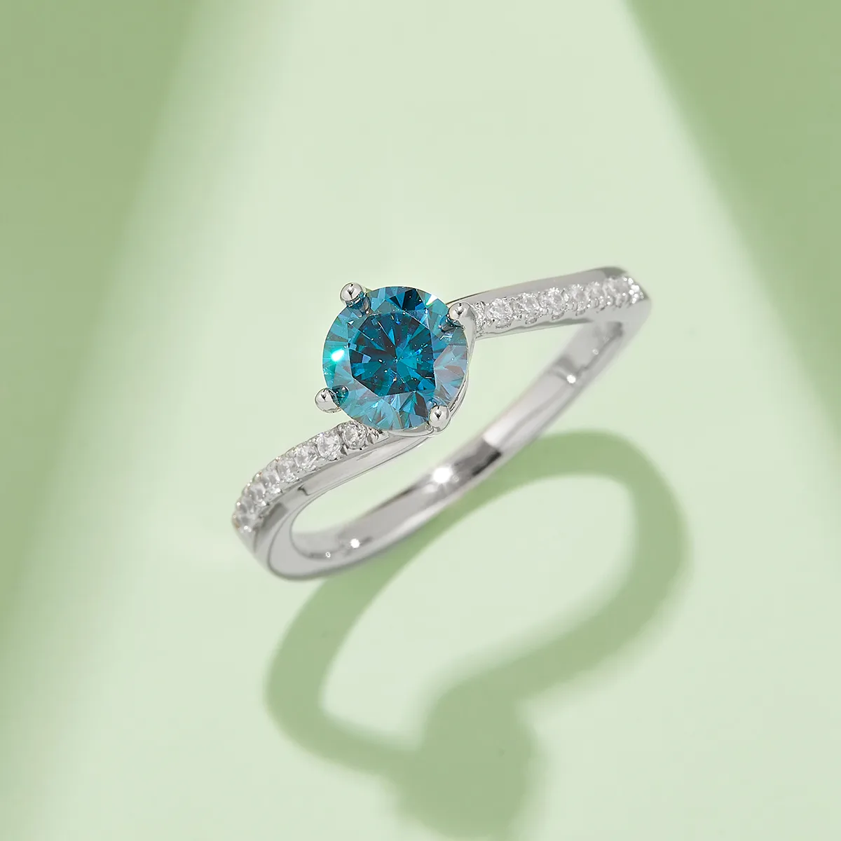 Happiness S925 White-Gold-Plated Silver Moissanite Proposal Ring Women's Ring 1ct D