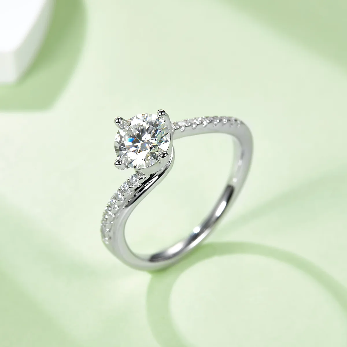 Happiness S925 White-Gold-Plated Silver Moissanite Proposal Ring Women's Ring 1ct D