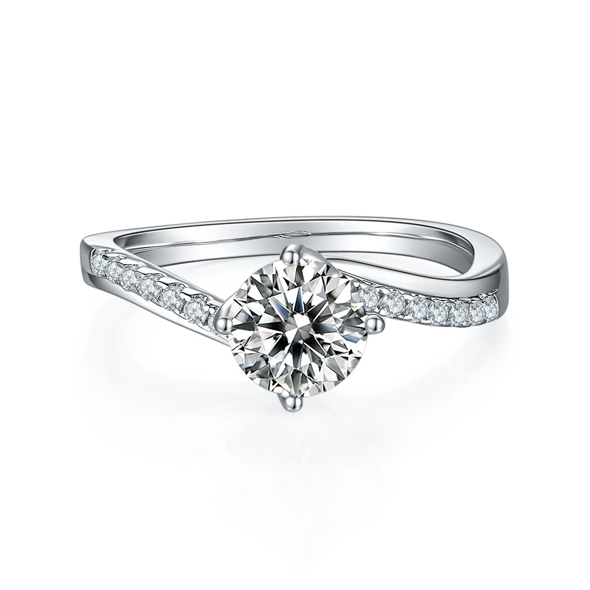 Happiness S925 White-Gold-Plated Silver Moissanite Proposal Ring Women's Ring 1ct D