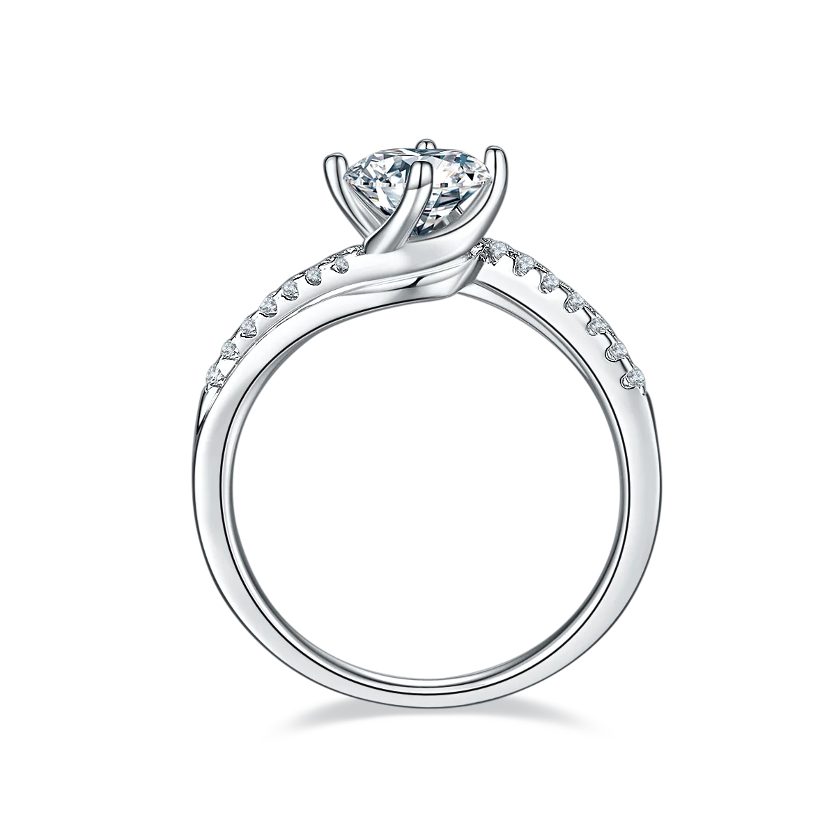 Happiness S925 White-Gold-Plated Silver Moissanite Proposal Ring Women's Ring 1ct D