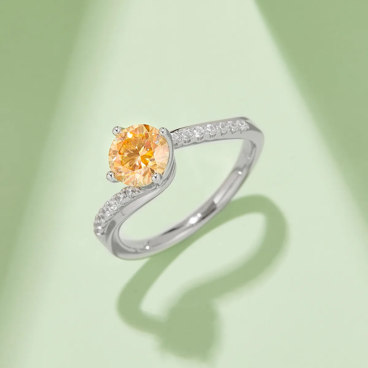 Happiness S925 White-Gold-Plated Silver Moissanite Proposal Ring Women's Ring 1ct D