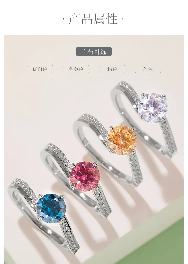 Happiness S925 White-Gold-Plated Silver Moissanite Proposal Ring Women