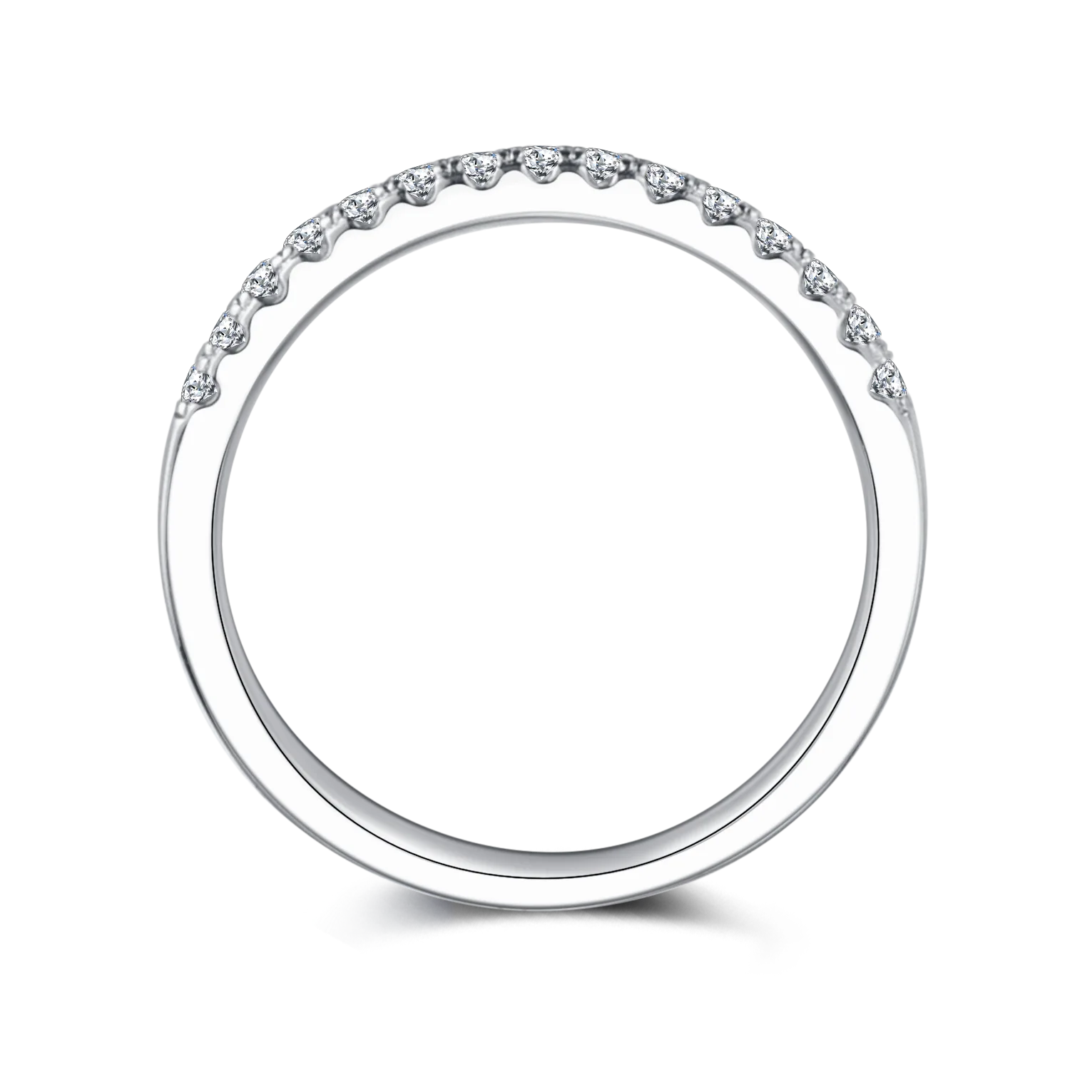 Straight-Row Ring Guard S925 White-Gold-Plated Silver Moissanite Melee Confession Ring 0.33ct D