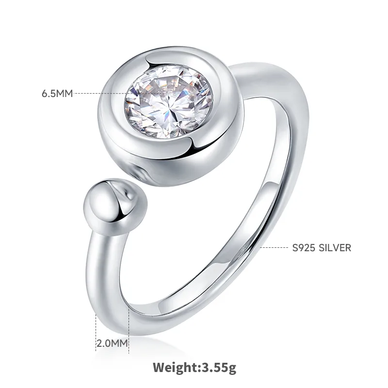 Open Bubble S925 White-Gold-Plated Silver Anniversary Ring Women's Ring 1ct D
