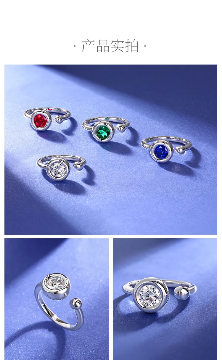 Open Bubble S925 White-Gold-Plated Silver Anniversary Ring Women