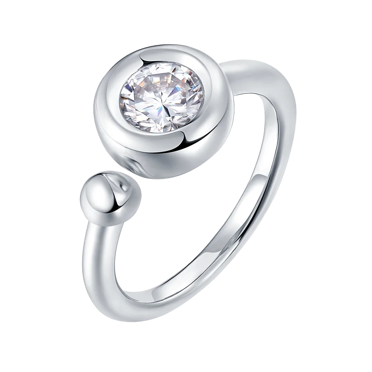 Open Bubble S925 White-Gold-Plated Silver Anniversary Ring Women