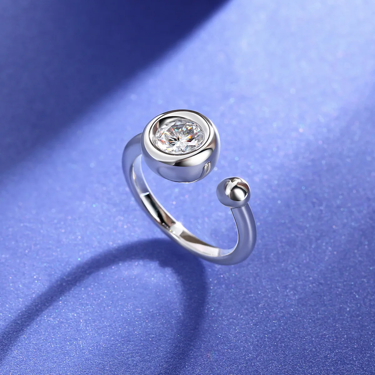 Open Bubble S925 White-Gold-Plated Silver Anniversary Ring Women