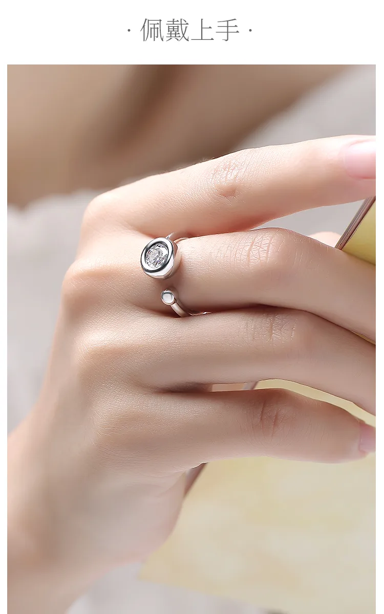 Open Bubble S925 White-Gold-Plated Silver Anniversary Ring Women