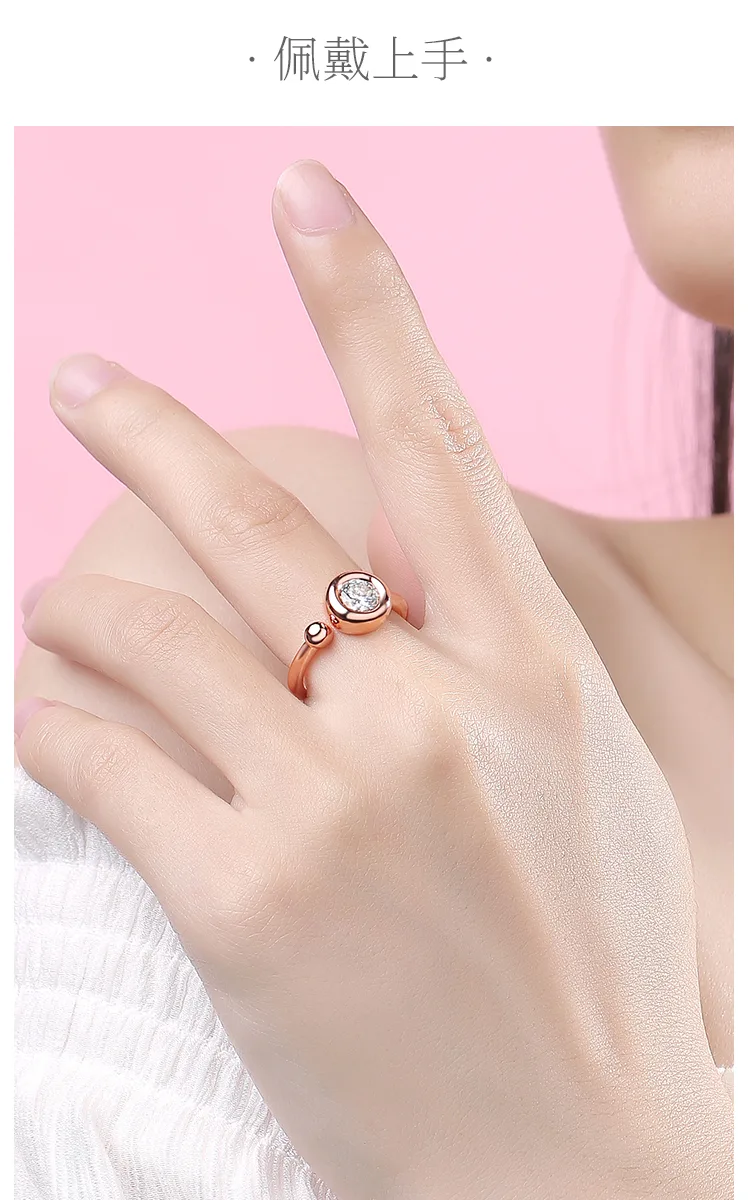 Open Bubble S925 Rose-Gold-Plated Silver Anniversary Ring Women