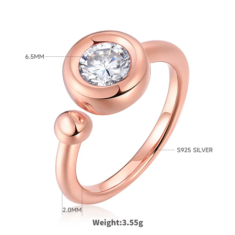 Open Bubble S925 Rose-Gold-Plated Silver Anniversary Ring Women's Ring 1ct D